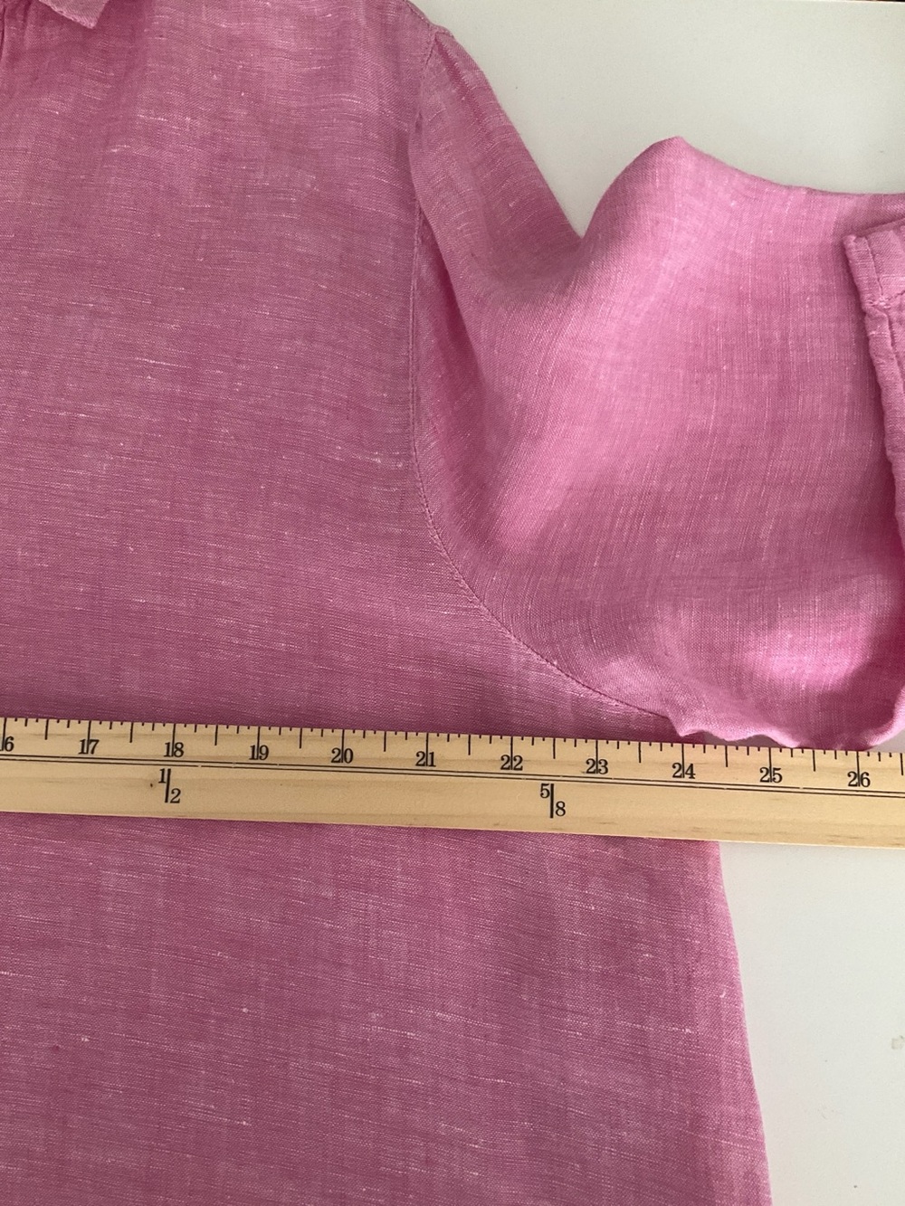 Tahari Pink 100% Linen Tunic Top V-Neck Side Button Detail Size 1X - Picture 7 of 10